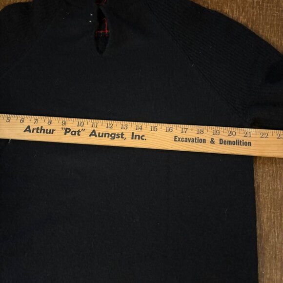 Loft Womens Black Sweater W/Red Plaid Layered Undershirt Sz M - Picture 5 of 6